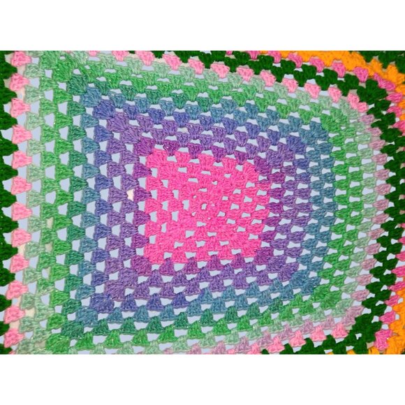 Handmade Multicolor Granny Square Crochet Blanket - Picture 4 of 7